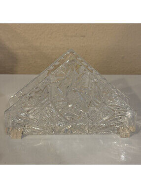 Clear Cut Crystal Floral Triangular Napkin Holder, 8.5 in Wide, 1 Pack